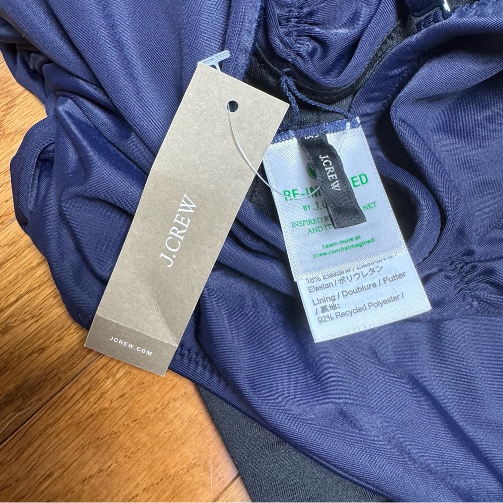 J.Crew Ruched Sweetheart One Piece Navy Blue Swimsuit Size 4 NEW - Picture 11 of 12